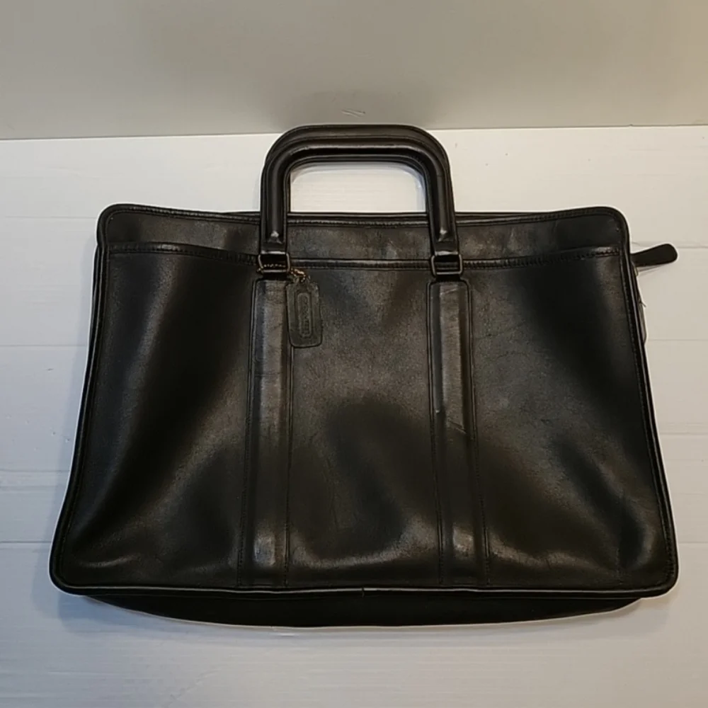 Coach Embassy Briefcase Portfolio Laptop Bag Black Leather 076-8031